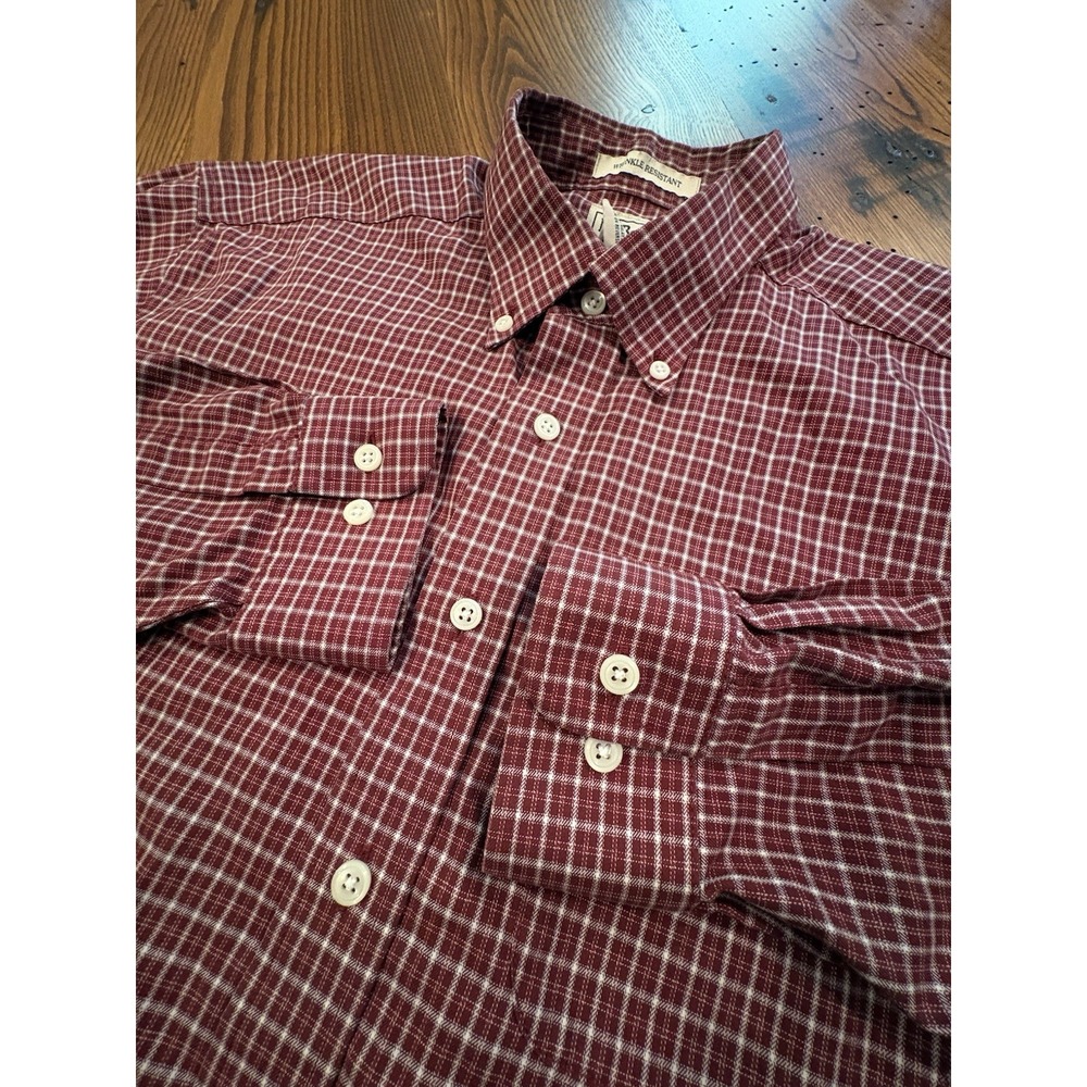 LL Bean Men's Wrinkle Resistant Plaid Button Down Long Sleeve Size L  #0MT78